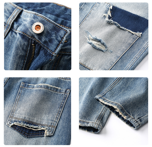 Pantalones Vaqueros Rotos Estilo Retro Americano para Niños - Image 11