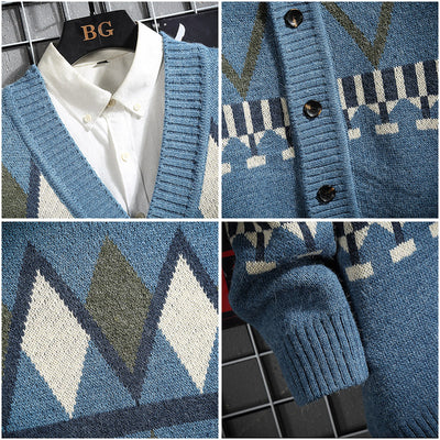 Cardigan Tejido Japonés para Hombre - Suéter Elegante Estilo Otoño Invierno - Image 6