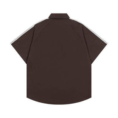 Camisa de Rayas Patchwork Manga Corta para Hombre - Image 21