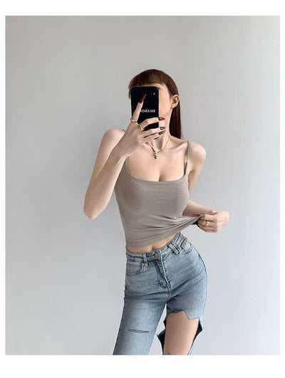 Camiseta de Algodón para Mujer con Sostén Acolchado Integrado - Image 17