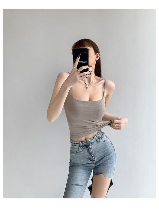 Camiseta de Algodón para Mujer con Sostén Acolchado Integrado - Image 17