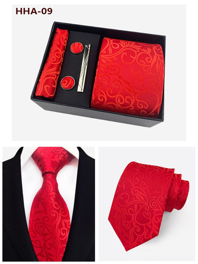 Set de Corbata Paisley con Clip y Caja de Regalo - Corbata Negra Elegante para Negocios - Image 48