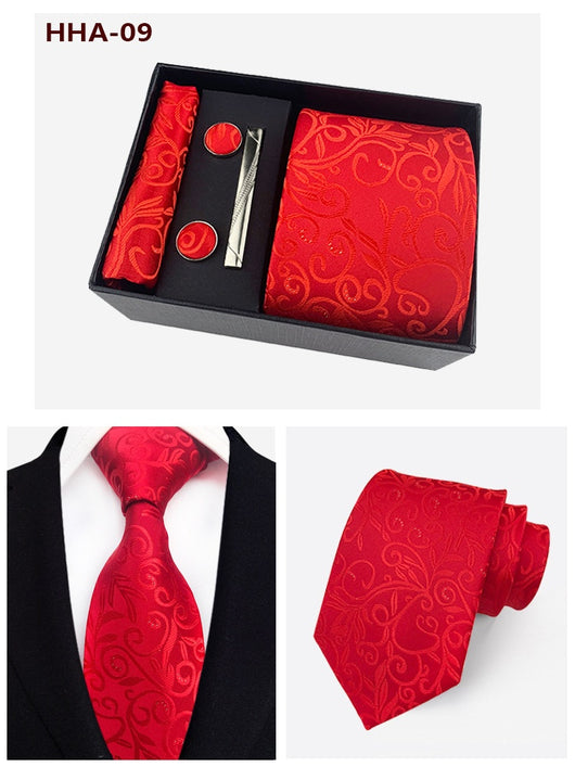 Set de Corbata Paisley con Clip y Caja de Regalo - Corbata Negra Elegante para Negocios - Image 48