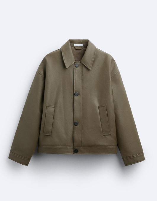 Chaqueta de Cuero Sintético Cuadrada para Hombre - Image 19