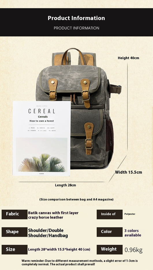 Mochila Cámara SLR Impermeable de Lona - Unisex Profesional - Image 27