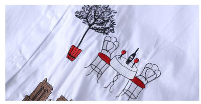 Camisa de Algodón Puro con Bordado Literario para Mujer - Diseño Coreano Holgado de Manga Larga - Image 18