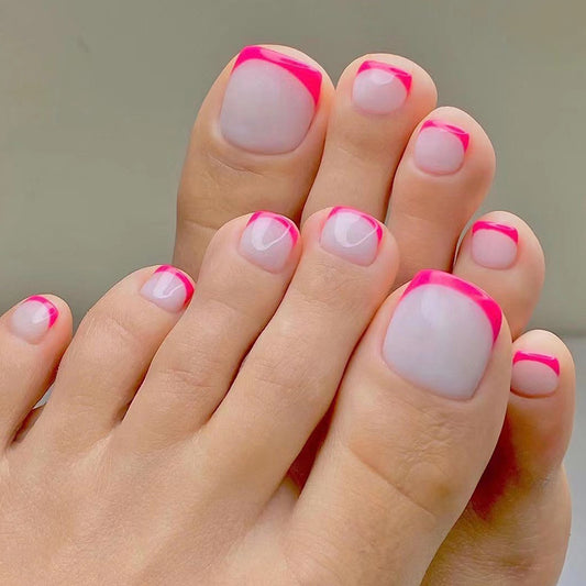 Uñas Postizas Removibles Rojo Rosa Francés Elegante