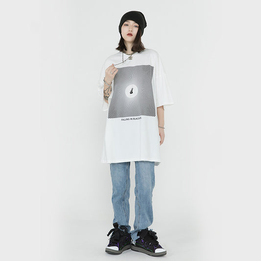 Camiseta Oversize Hip-hop de Manga Corta - Estilo Urbano Contemporáneo