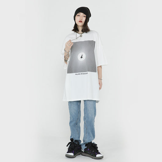 Camiseta Oversize Hip-hop de Manga Corta - Estilo Urbano Contemporáneo