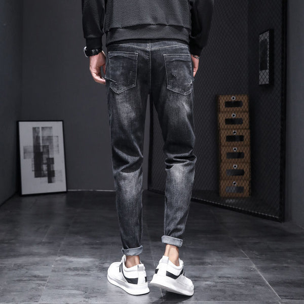Pantalones Slim Stretch Negro Tendencia Coreana Multiuso Hombre