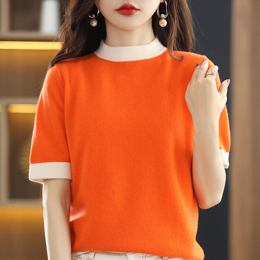 Suéter Cuello Alto Corto de Lana Tejida Oversize - Image 4