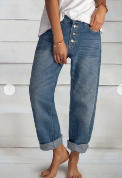 Pantalones Vaqueros Rectos con Detalles de Cuentas - Estilo Casual Moderno - Image 5