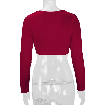 Blusa Manga Larga Entallada Cuello V Sexy para Mujer - Image 19