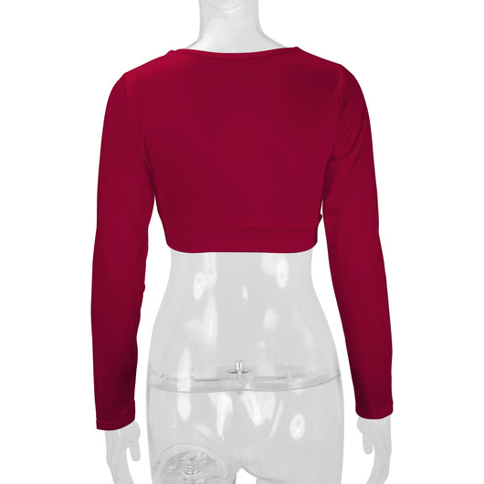 Blusa Manga Larga Entallada Cuello V Sexy para Mujer - Image 19