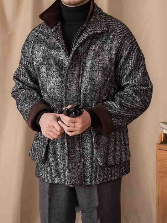 Abrigo de Lana Vintage Cuello Mao Invierno Cálido - Image 2