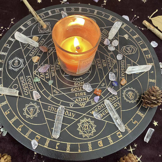Péndulo Astrolabio de Madera de Roble con Disco de Energía de los Siete Chakras - Image 6