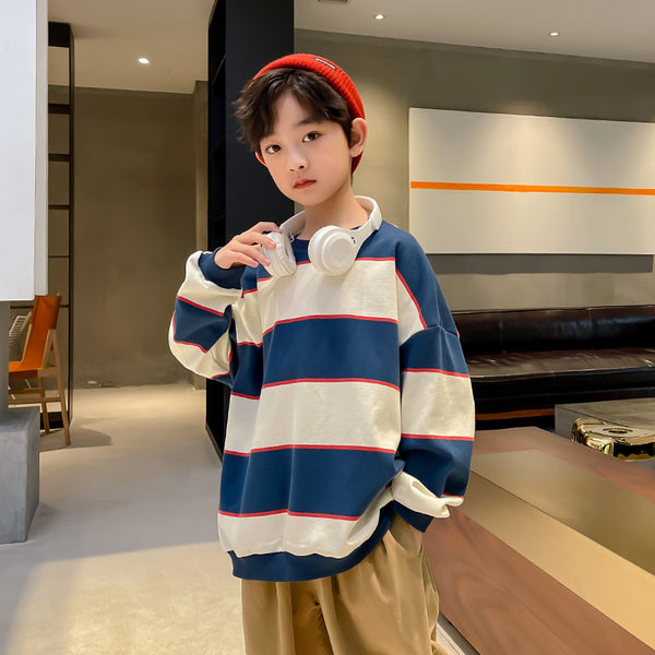 Suéter Casual para Niños con Rayas Contrastantes