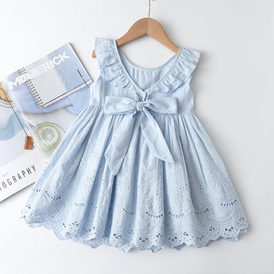 Vestido Infantil Estilo Vaquero con Chaleco de Encaje Bordado - Image 10