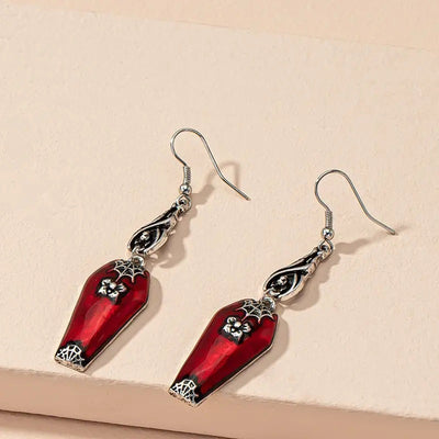 Aretes de Murciélago y Araña Rojo Retro - Estilo Instagram Halloween