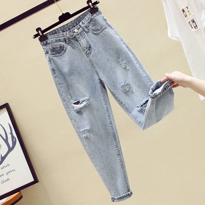 Pantalones Vaqueros Rotos Cintura Alta Suelta para Mujer - Image 4