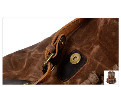 Mochila de Viaje Retro en Lona Encerada con Cordón Ajustable para Hombre - Image 16