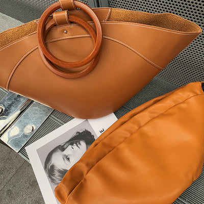 Bolso Tote de Madera con Diseño de Abanico - Gran Capacidad - Image 6
