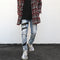 Slim Fit Jeans with Graffiti Print, Distressed Design, and Tailored Fit