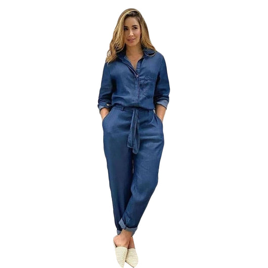 Overol Denim para Mujer con Camisa Integrada y Cinturón - Image 10