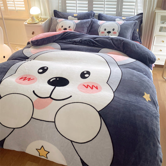 Juego de Cama Infantil de Terciopelo Suave con Diseño de Caricaturas - Image 11
