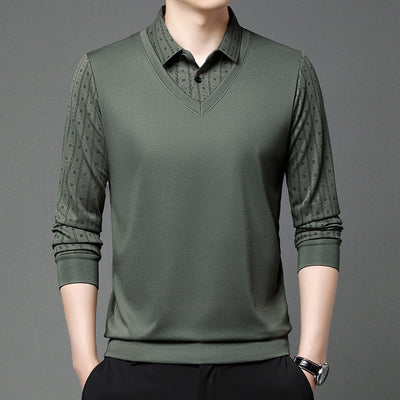 Suéter Falsa Doble Capa para Hombre - Prenda Base Versátil