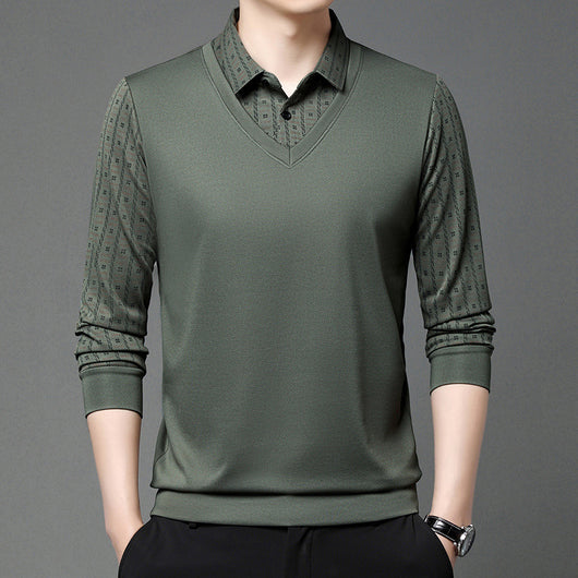 Suéter Falsa Doble Capa para Hombre - Prenda Base Versátil