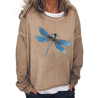 Sudadera Holgada con Estampado de Libélula - Suéter Casual Cómodo - Image 7