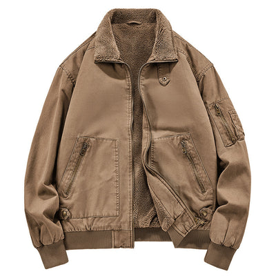 Chaqueta de Algodón Lavado con Forro Polar para Hombre - Resistente al Viento