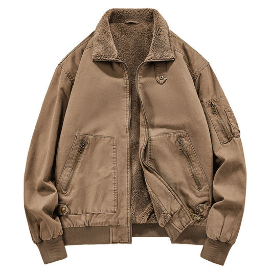 Chaqueta de Algodón Lavado con Forro Polar para Hombre - Resistente al Viento