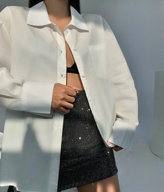 Blusa Blanca Manga Larga con Diseño Exclusivo para Mujer