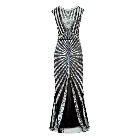 Vestido Largo Fiesta con Borde Sirena y Lentejuelas Brillantes - Image 9