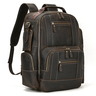 Mochila de Cuero Retro para Hombre - Gran Capacidad y Múltiples Bolsillos - Image 31