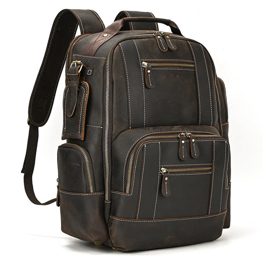 Mochila de Cuero Retro para Hombre - Gran Capacidad y Múltiples Bolsillos - Image 31