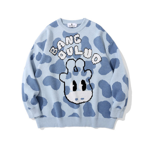 Suéter Holgado para Hombre con Cuello Redondo y Estampado Jirafa - Image 6
