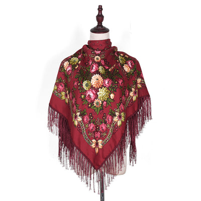 Pashmina Étnica con Flores Bordadas y Borlas - Image 13