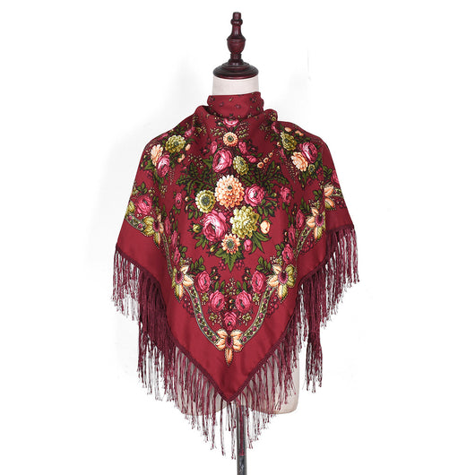 Pashmina Étnica con Flores Bordadas y Borlas - Image 13