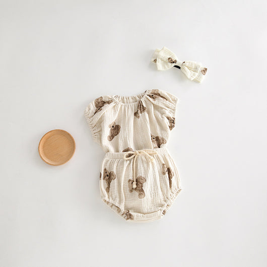 Conjunto Infantil Osito: Playera y Shorts de Algodón - Image 2