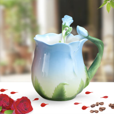 Taza de Cerámica Floral para Café y Té con Diseño Rosa - Image 6