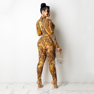 Jumpsuit Ajustado Estampado Serpiente Manga Larga - Image 6