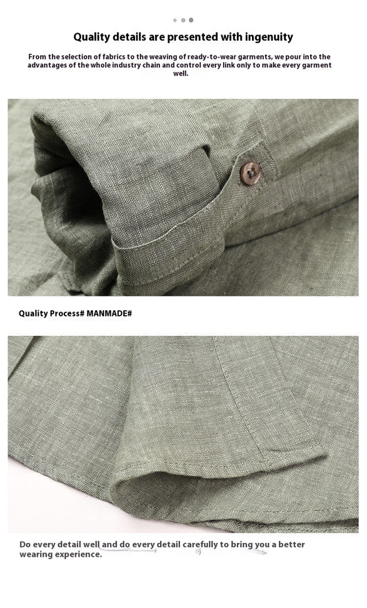 Cardigan de Lino Puro para Hombre - Manga Larga Primavera Verano - Image 13