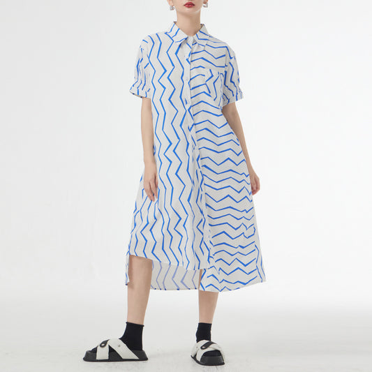Vestido Camisero Mujer Rayas Francesas Estilo Relajado para Verano