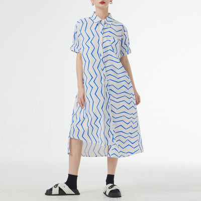 Vestido Camisero Mujer Rayas Francesas Estilo Relajado para Verano