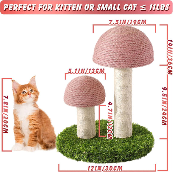 Rascador para Gatos Tipo Seta con Postes de Sisal Natural