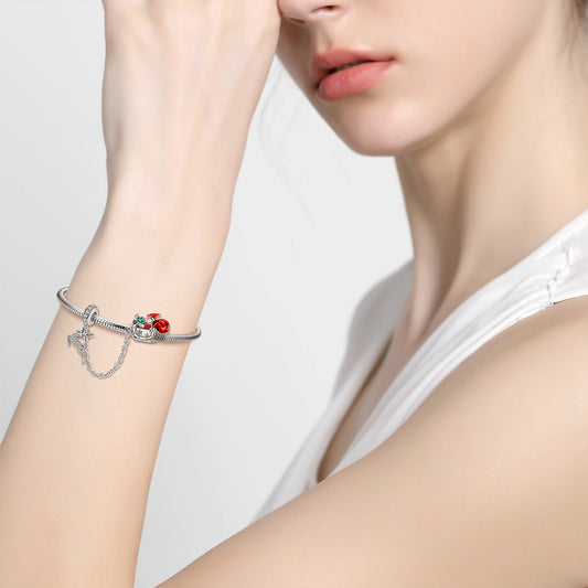 Pulsera de Plata S925 Navidad con Protección Reno y Papá Noel - Accesorios DIY - Image 2