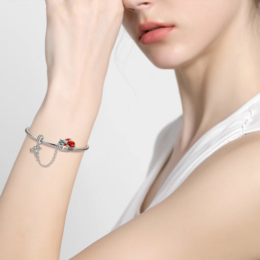 Pulsera de Plata S925 Navidad con Protección Reno y Papá Noel - Accesorios DIY - Image 2